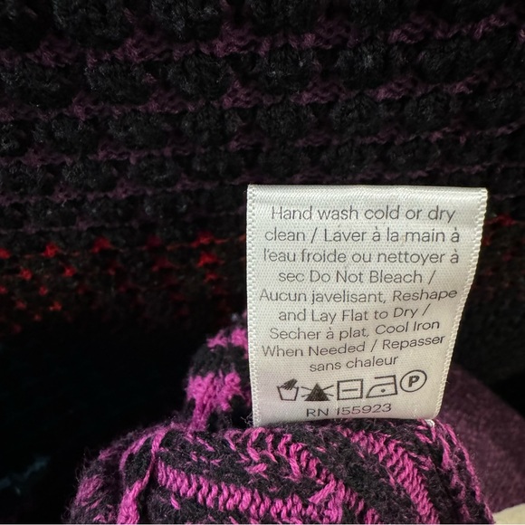 Krimson Klover Merino Wool Turtleneck Sweater Purple Multi Stripe Women’s Size M - Picture 10 of 10